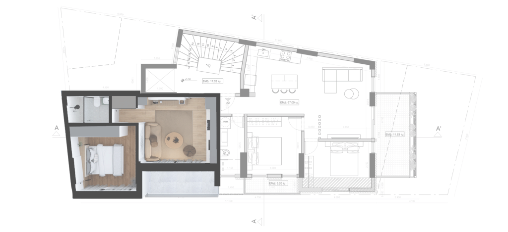 FIRST FLOOR_GROUND FLOOR PLAN -Α1 APARTMENT(1920Χ880 PIXELS)
